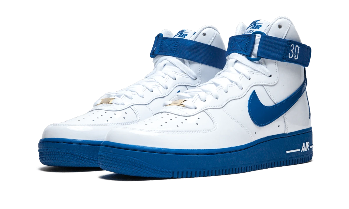 Detail of the inner side of the sneaker Nike Air Force 1 High Sheed Think 16 Rude Awakening blanc.