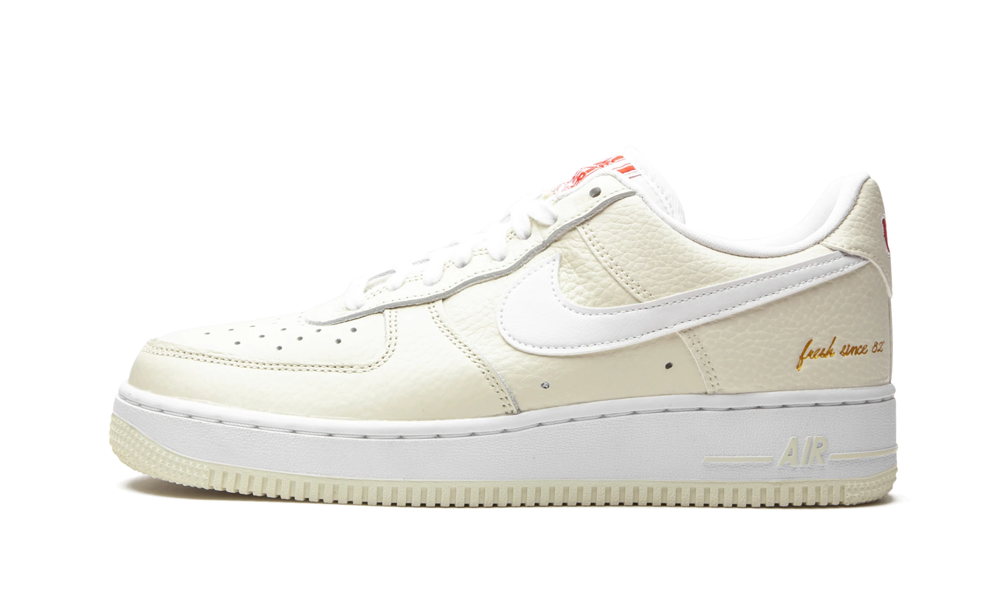 Cipő Nike Air Force 1 Low '07 Premium Popcorn (CW2919-100) bőr fehér és piros — külső oldalprofil.