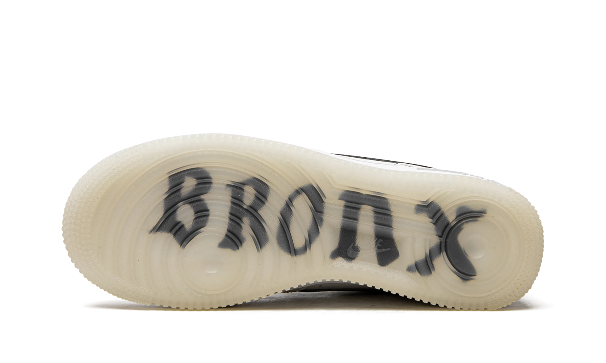Outer rubber sole of the Nike Air Force 1 Low 40th Anniversary Edition Bronx Origins (DX2305-100).