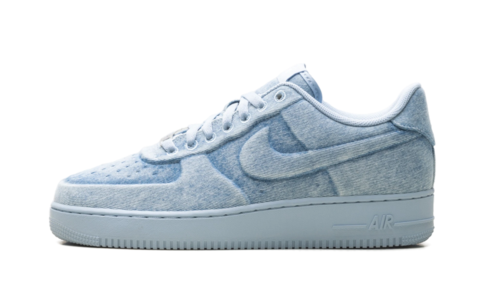 Teniska Nike Air Force 1 Low Ja Morant Denim Light Armory Blue (IQ9773-400) z koža modrý, biely a strieborný — pohľad z vonkajšej strany.