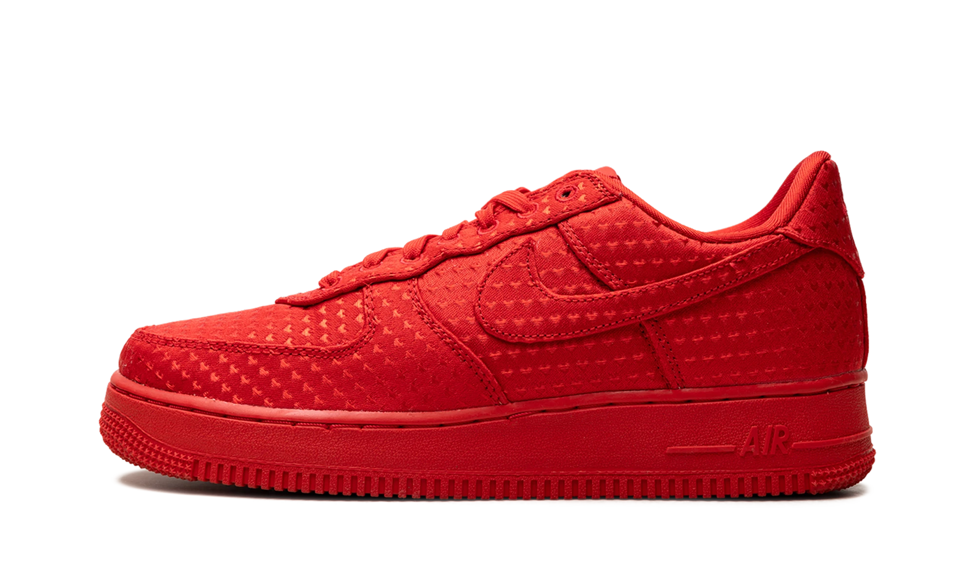 Sneaker Nike Air Force 1 Low Valentine's Day Red in leather red and black, available in Europe — outer profile view.