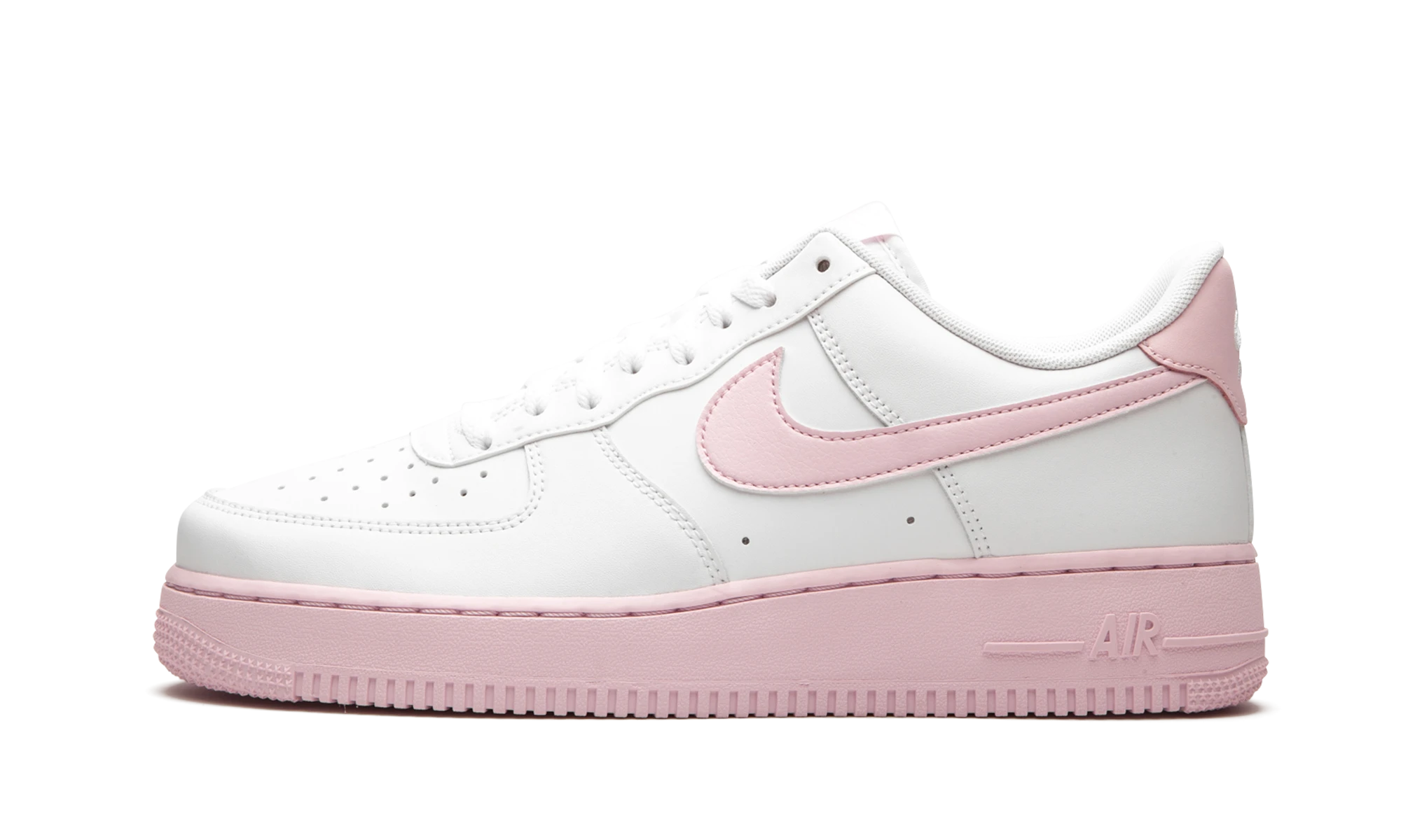 Sneaker Nike Air Force 1 Low White Pink Foam (CK7663-100) in leather — outer profile view.