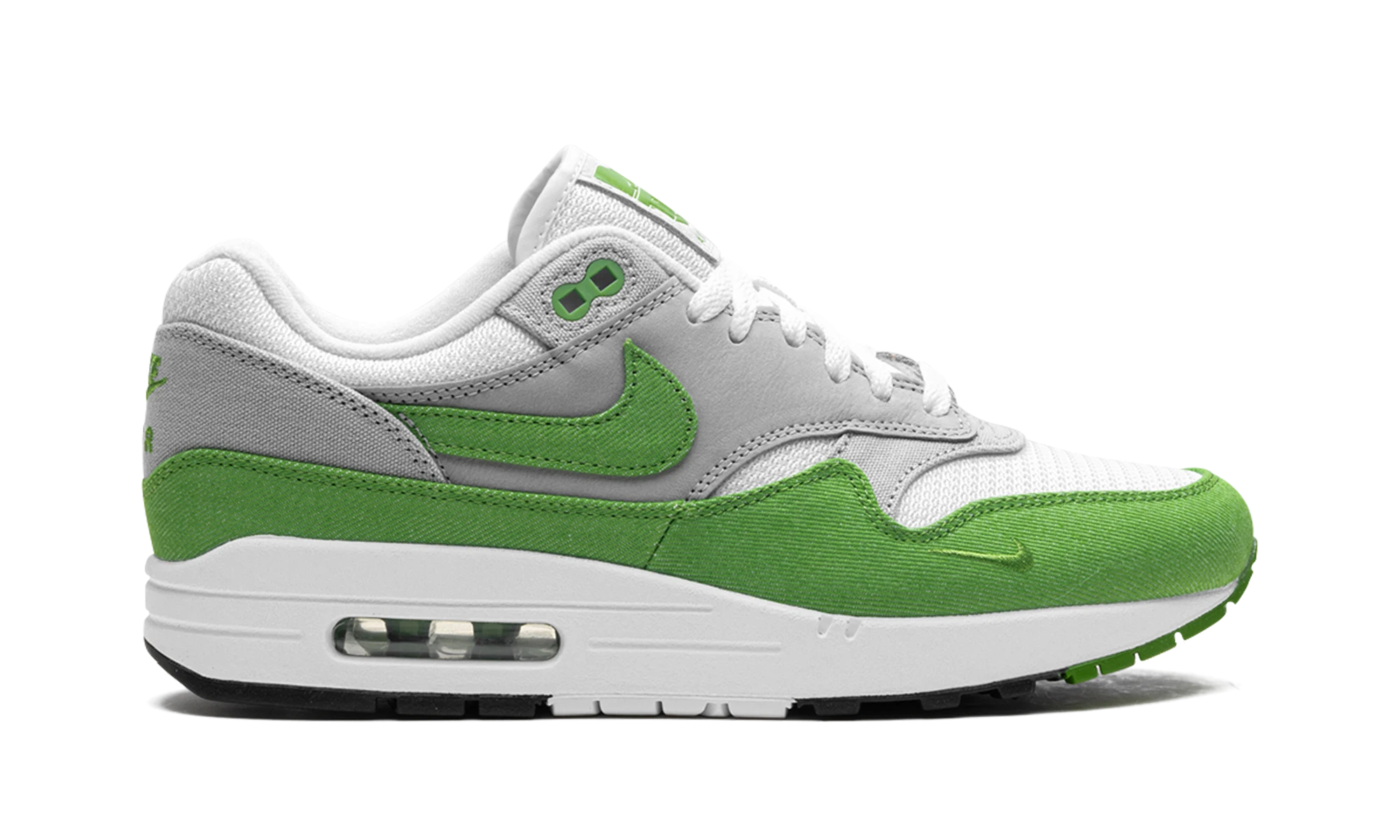 Semelle extérieure en caoutchouc de la Nike Air Max 1 Patta 20th Anniversary Chlorophyll.