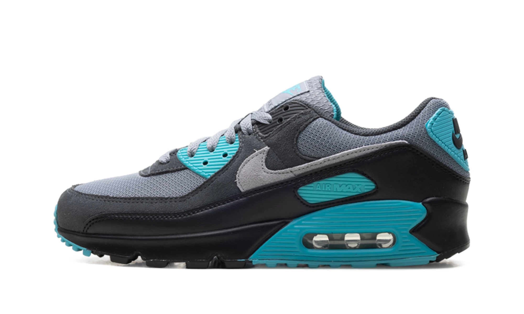 Basket Nike Air Max 90 Cool Grey Dusty Cactus Black Wolf Grey en multicolore, disponible en France, Suisse, Belgique et Luxembourg — vue de profil latéral.
