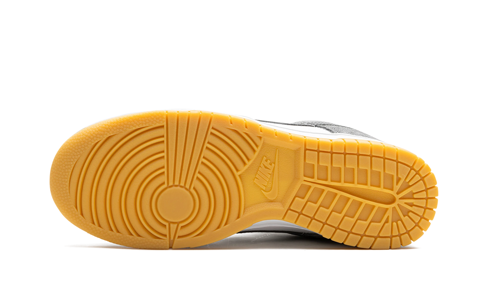 Outer rubber sole of the Nike Dunk Low Smoke Grey Gum 3M Swoosh (FV0389-100).