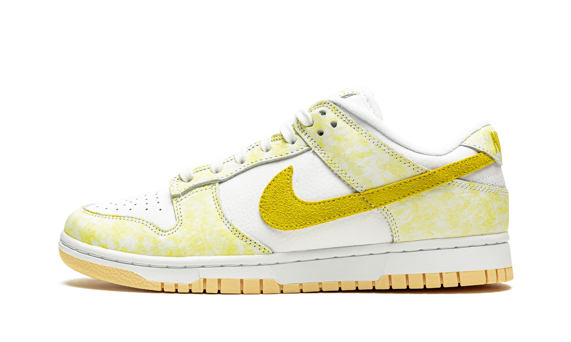Cipő Nike Dunk Low Yellow Strike (DM9467-700) bőr sárga és fehér — külső oldalprofil.