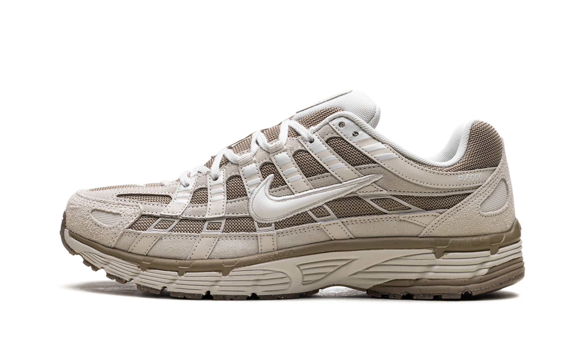 Sneaker Nike P-6000 Light Orewood Brown in mesh brown, beige and black, available in Europe — outer profile view.