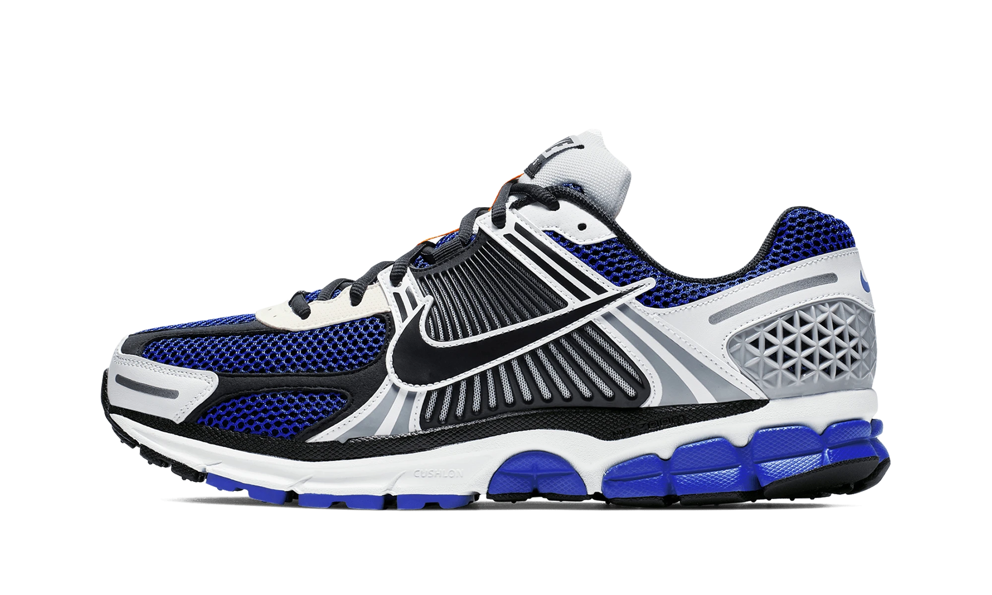 Sneaker Nike Zoom Vomero 5 White Racer Blue Black (CI1694-100) in leather — outer profile view.