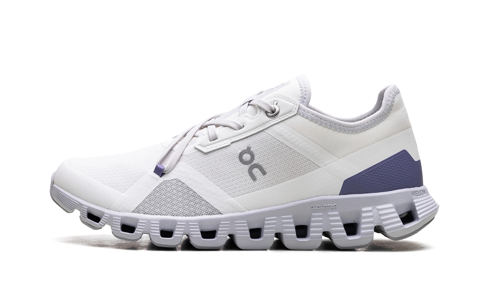 Detail of the inner side of the sneaker On Running Cloud X 3 AD Undyed Nimbus multicolore.