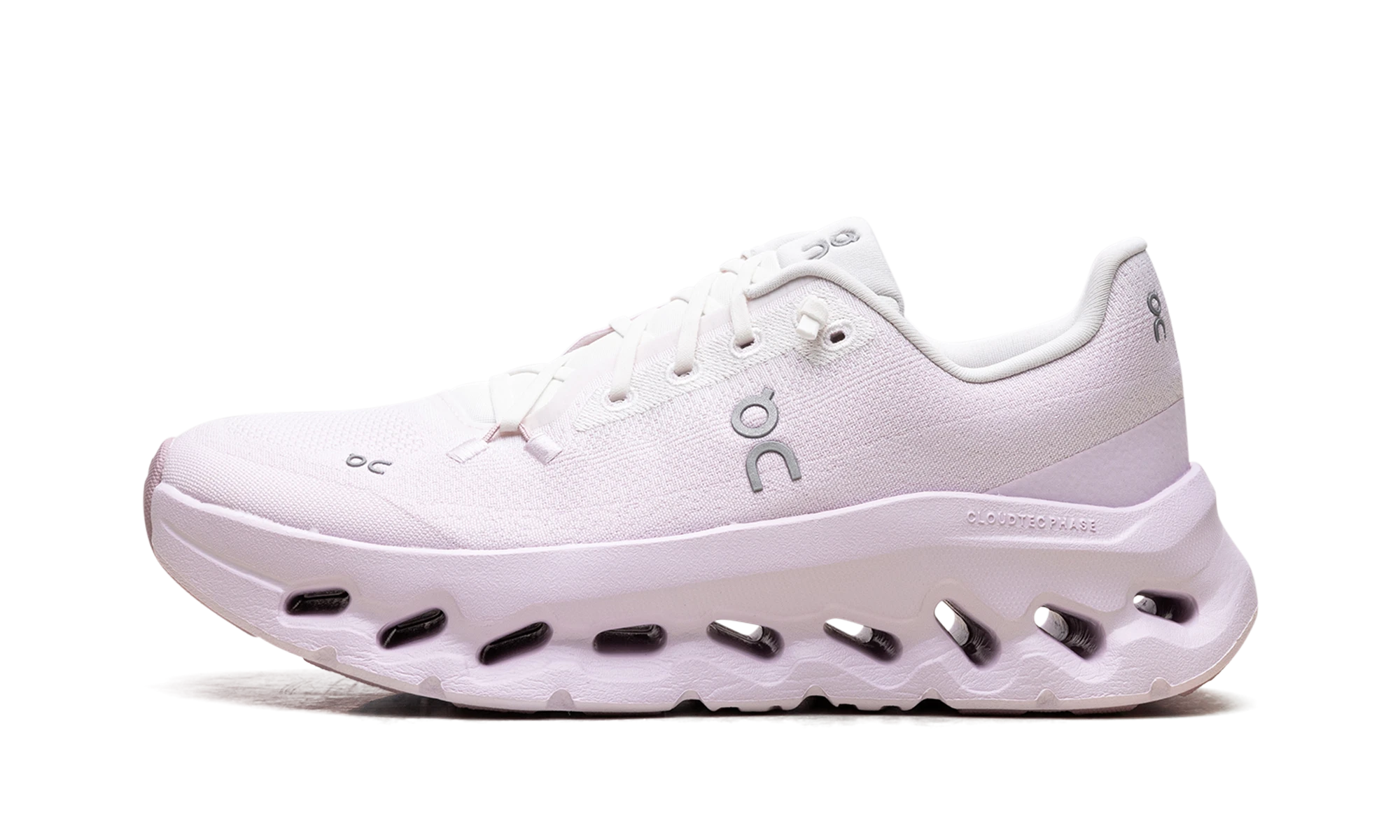 Detail of the inner side of the sneaker On Running Cloudtilt Ivory Orchid blanc.