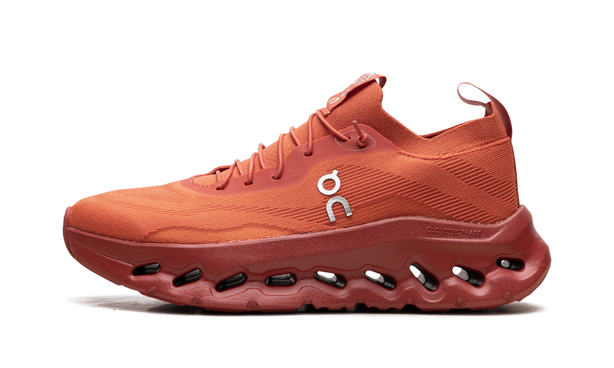 Detail of the inner side of the sneaker On Running Cloudtilt LOEWE Orange orange.