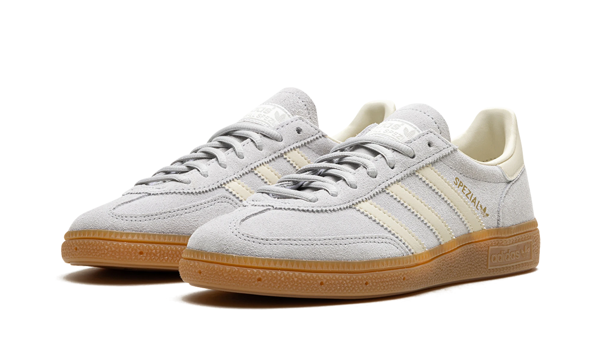 Detail of the inner side of the sneaker Adidas Handball Spezial Grey Cream White (IF7086) gris, beige et blanc.