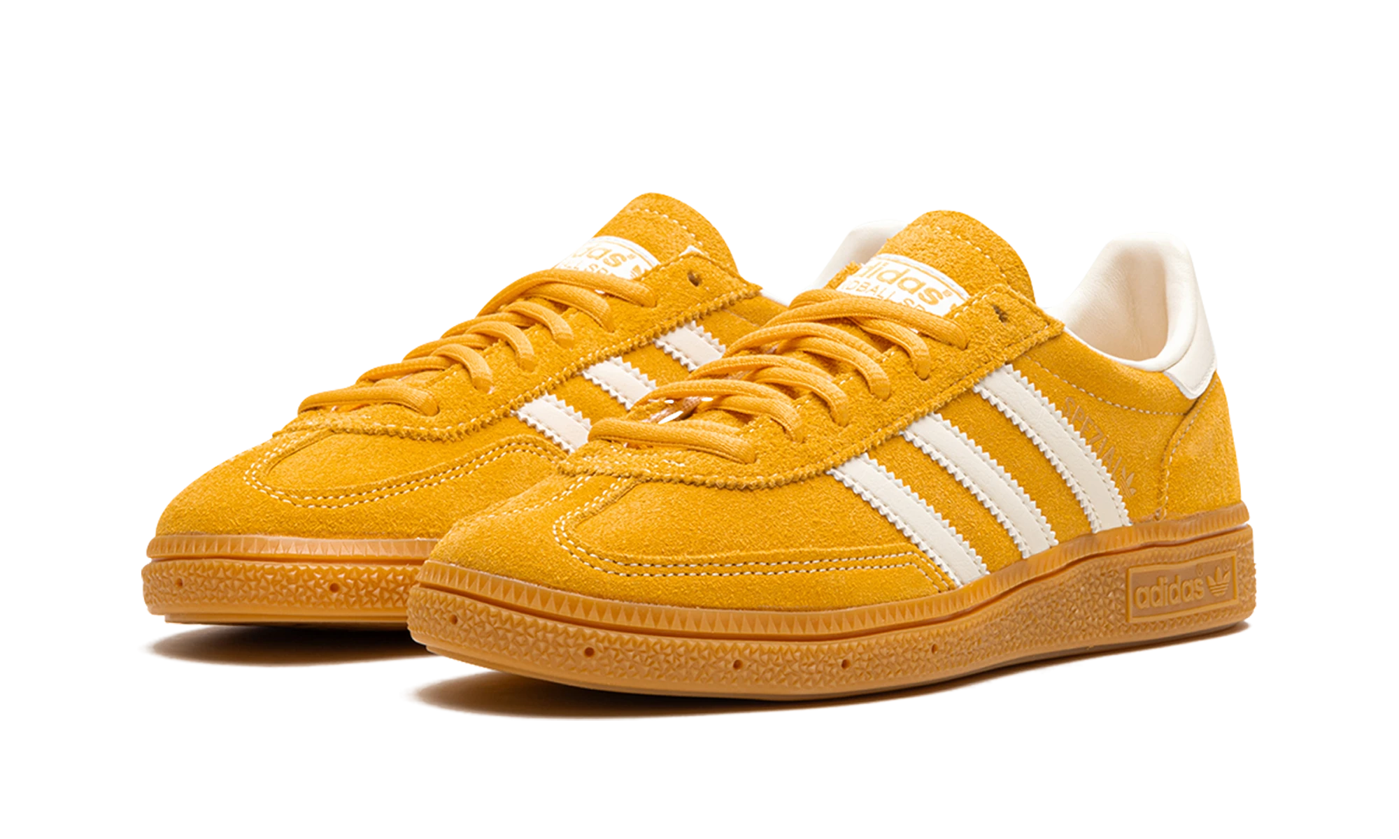 Detail of the inner side of the sneaker Adidas Handball Spezial Preloved Yellow (IF7088) jaune, beige et blanc.