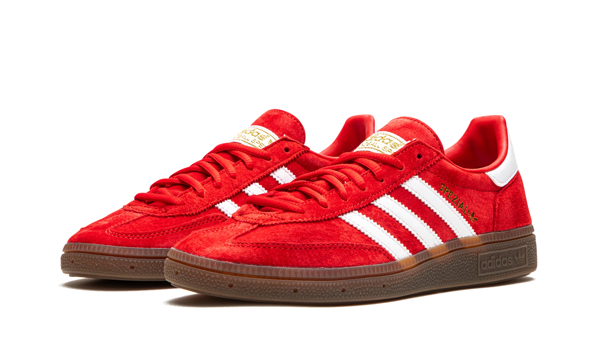 Detail vnitřní strany tenisky Adidas Handball Spezial Scarlet Gum (FV1227) rouge, blanc et marron.