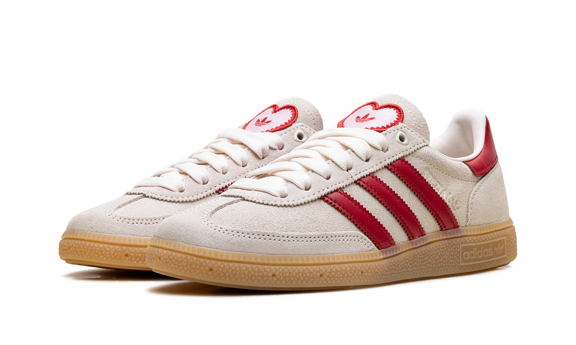 Detalj av insidan av sneaker Adidas Handball Spezial Valentine's Day (KH9044) beige, blanc et rouge.