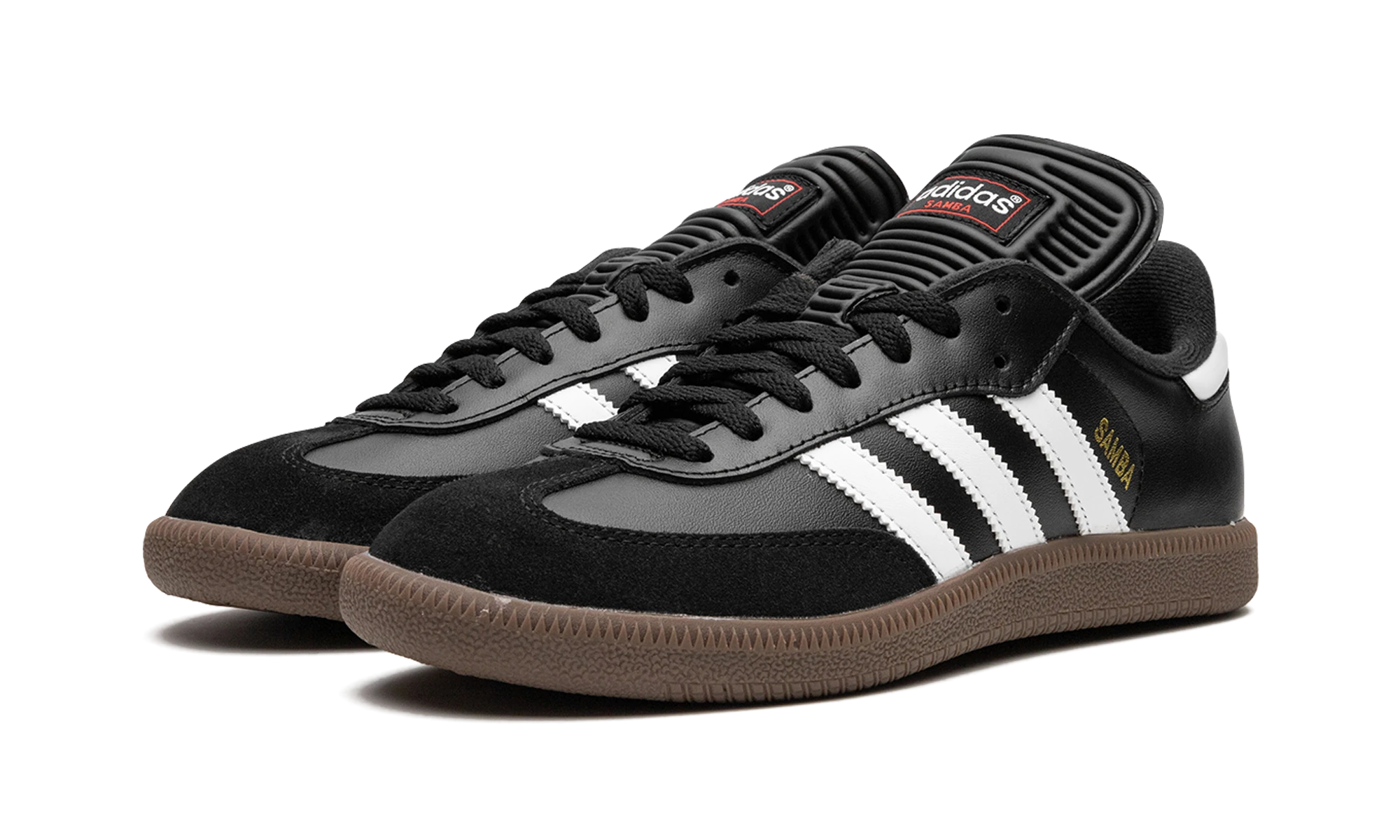 Dettaglio del lato interno della scarpa Adidas Samba Classic Black White Dark Gum (034563) noir, blanc et marron.