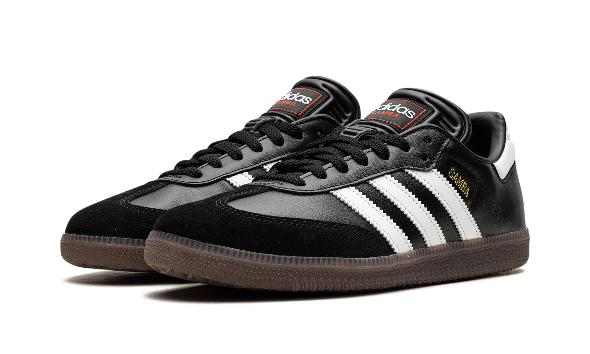 Dettaglio del lato interno della scarpa Adidas Samba Indoor Core Black Cloud White Vivid Red (IH6000) noir, blanc et rouge.