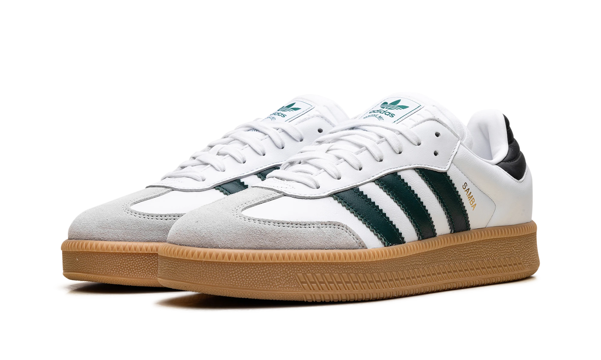 Detalle del lado interior de la zapatilla Adidas Samba XLG Cloud White Collegiate Green (IE9181) blanc et vert.