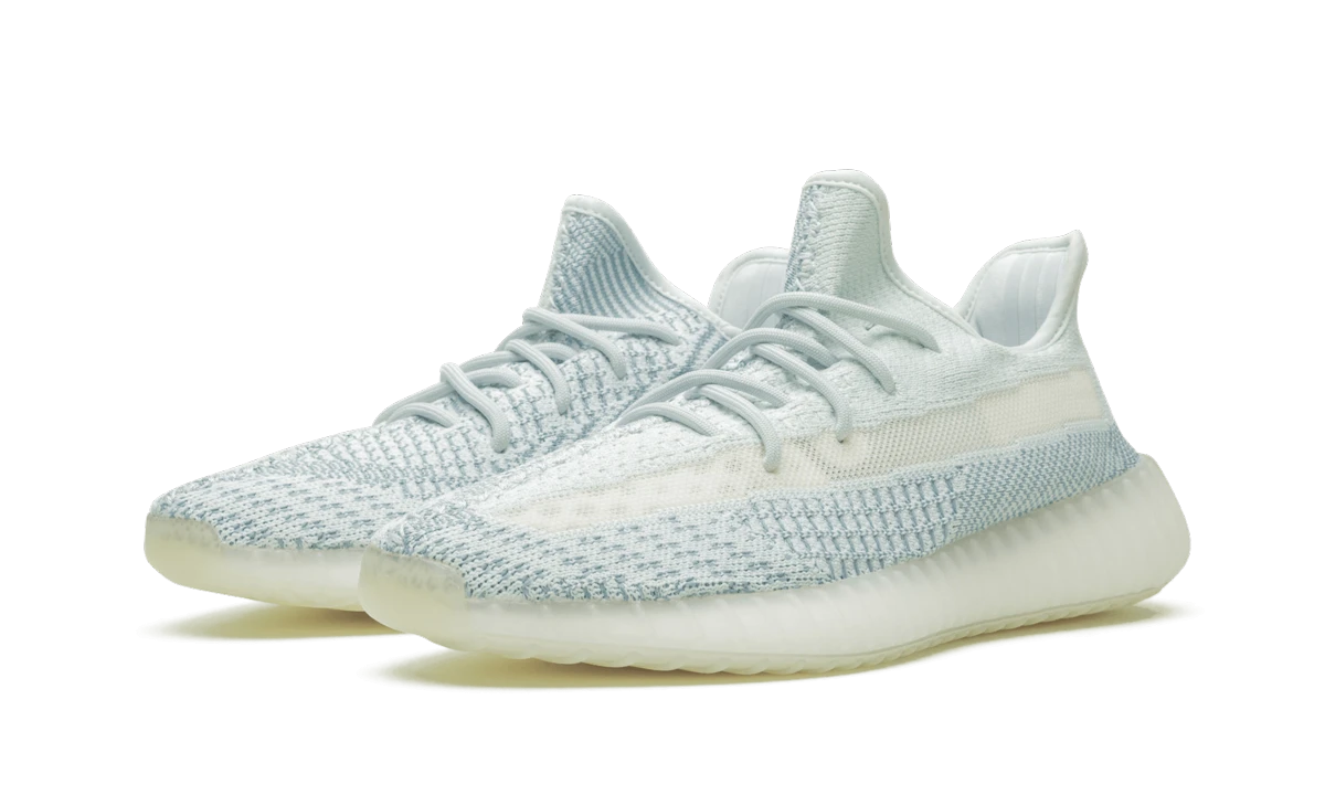 Par de zapatillas Adidas Yeezy Boost 350 V2 Cloud White (Reflective) (FW5317) nuevas y auténticas con caja original.