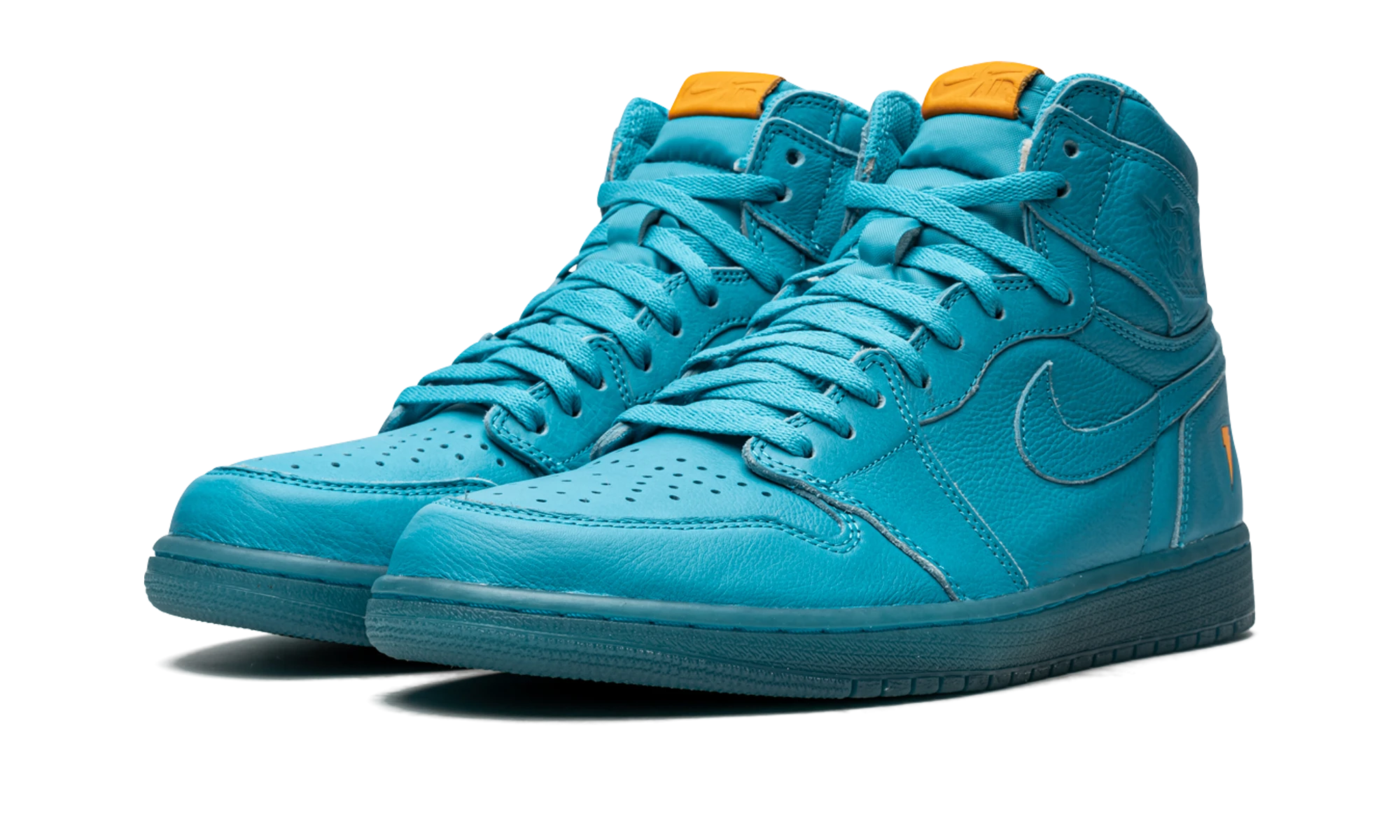 Detail of the inner side of the sneaker Air Jordan Jordan 1 Retro High Gatorade Blue Lagoon (AJ5997-455) bleu.