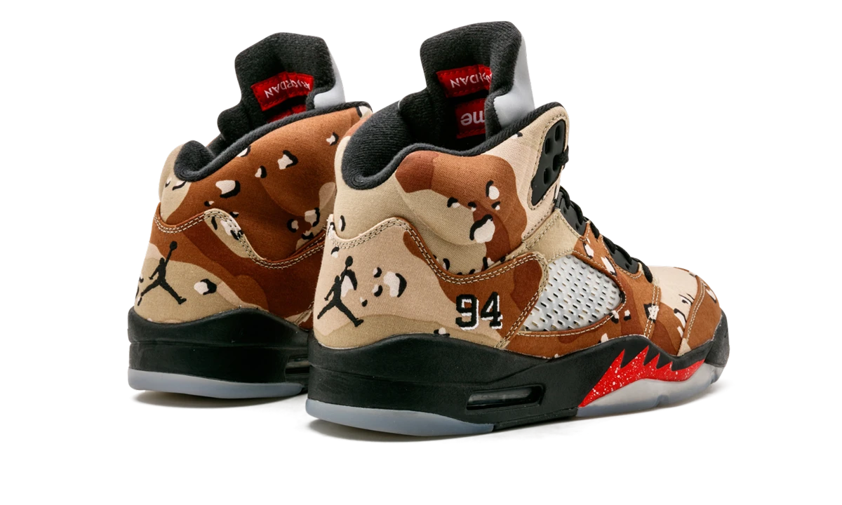 Pair of sneakers Air Jordan Jordan 5 Retro Supreme Desert Camo (824371-201) brand new and authentic with original box.