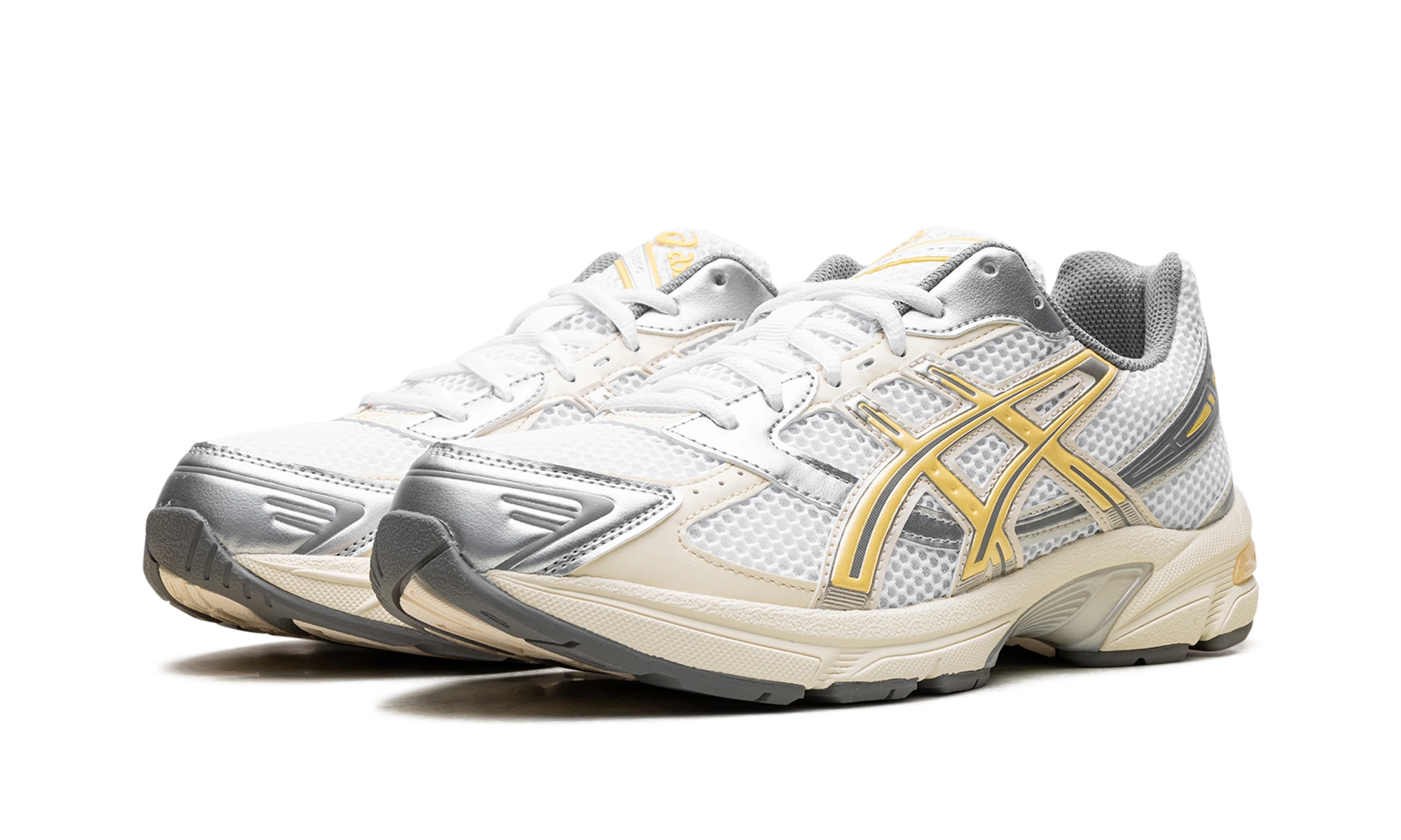 Detail of the inner side of the sneaker ASICS Gel-1130 White Faded Yellow (1202A164-118) blanc et jaune.