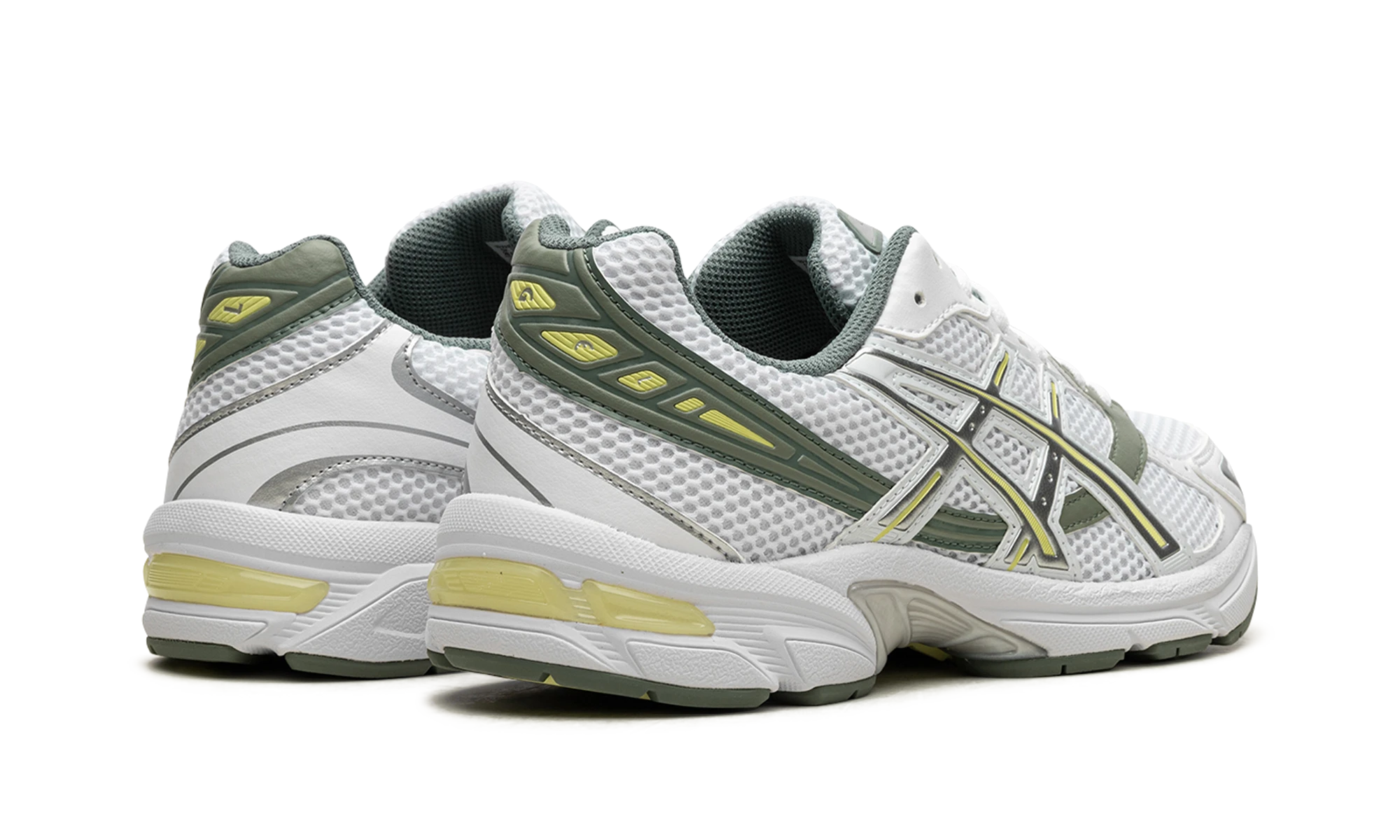 Pari lenkkareita ASICS Gel-1130 White Jade Yellow (1201A256-111) – upouusia ja aitoja alkuperäisessä laatikossa.