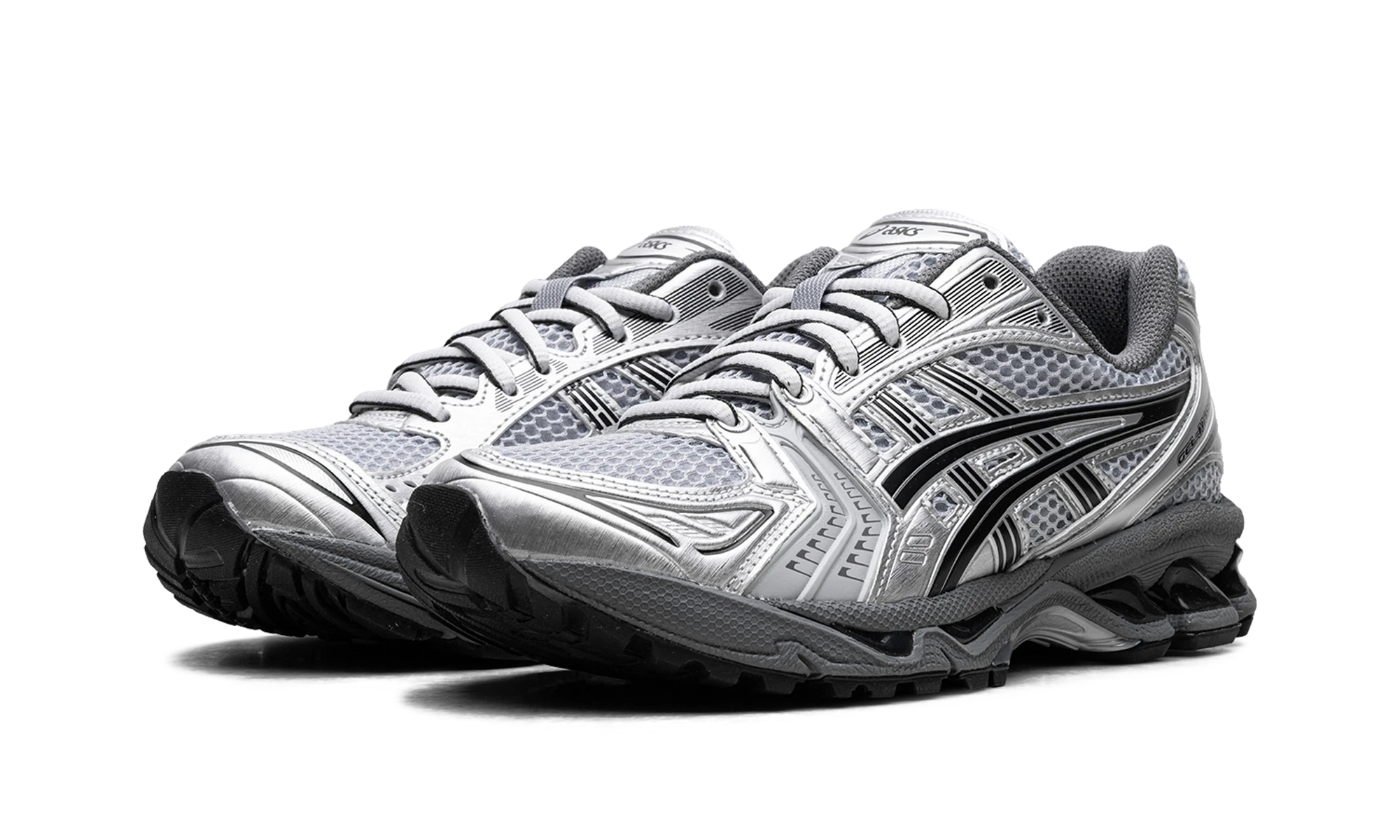 Detail of the inner side of the sneaker ASICS Gel-Kayano 14 Urban Research (1203A706-020) argent et noir.