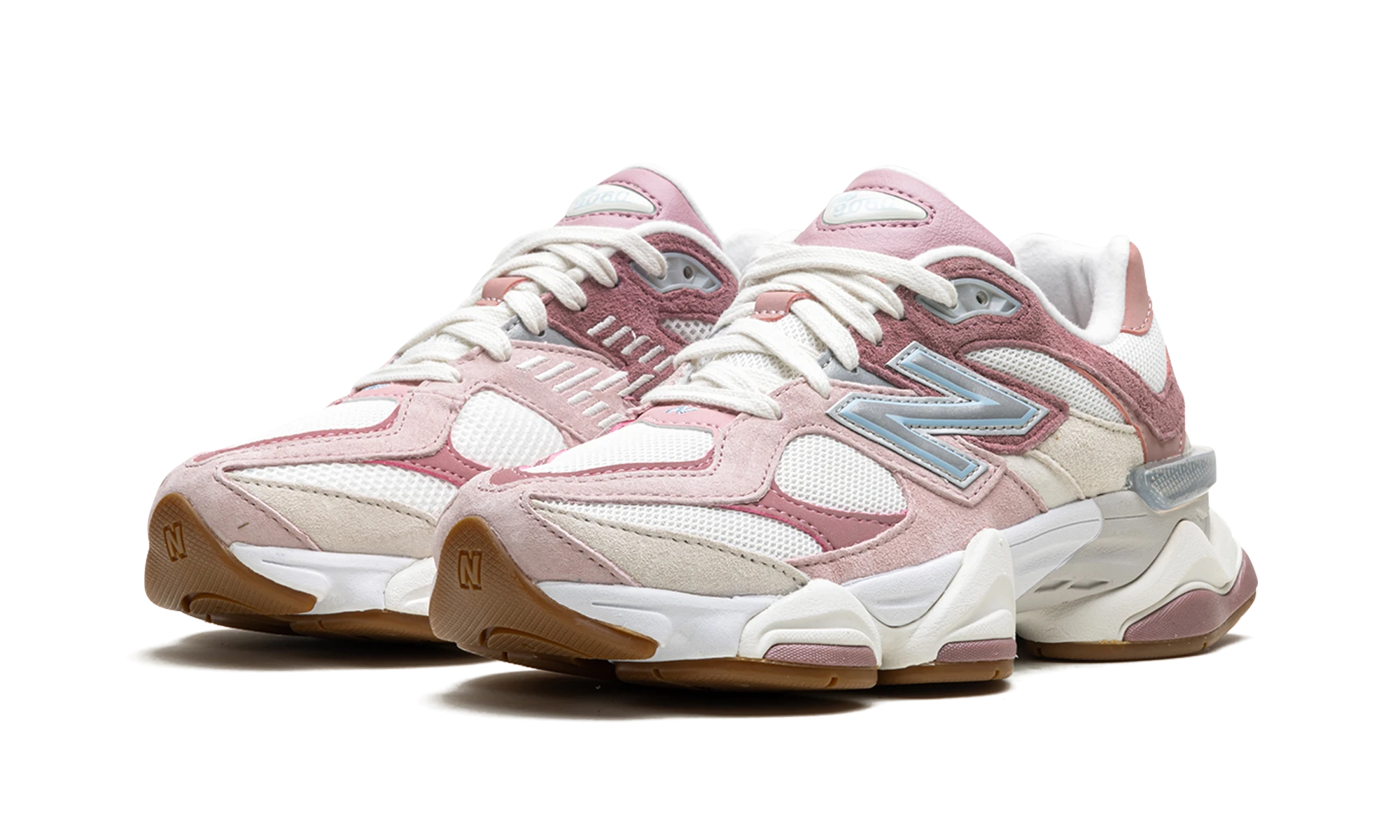 Detail van de binnenkant van de sneaker New Balance 9060 Rose Pink (U9060FRL) rose et blanc.