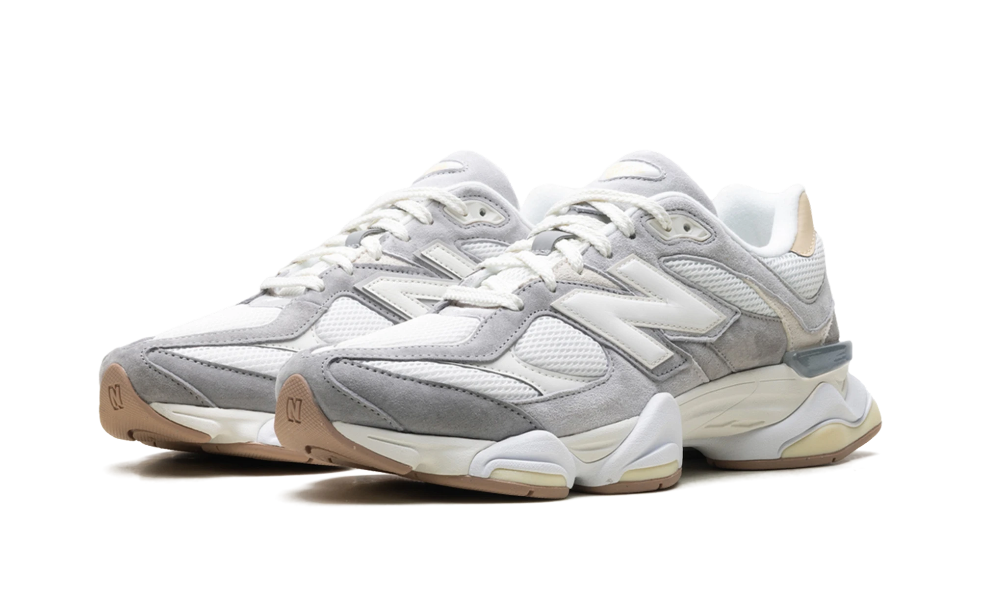 Detail van de binnenkant van de sneaker New Balance 9060 Slate Grey Calcium (U9060AUB) gris.