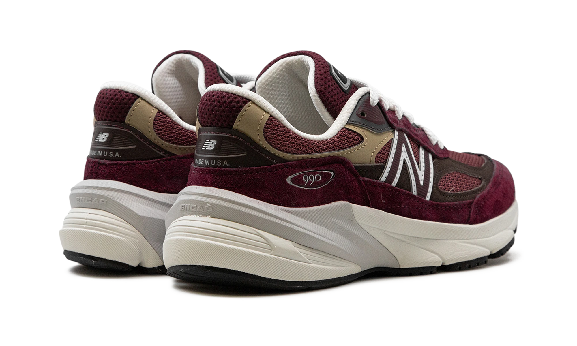 Par de zapatillas New Balance 990v6 MiUSA Teddy Santis Burgundy Tan (U990BT6) nuevas y auténticas con caja original.