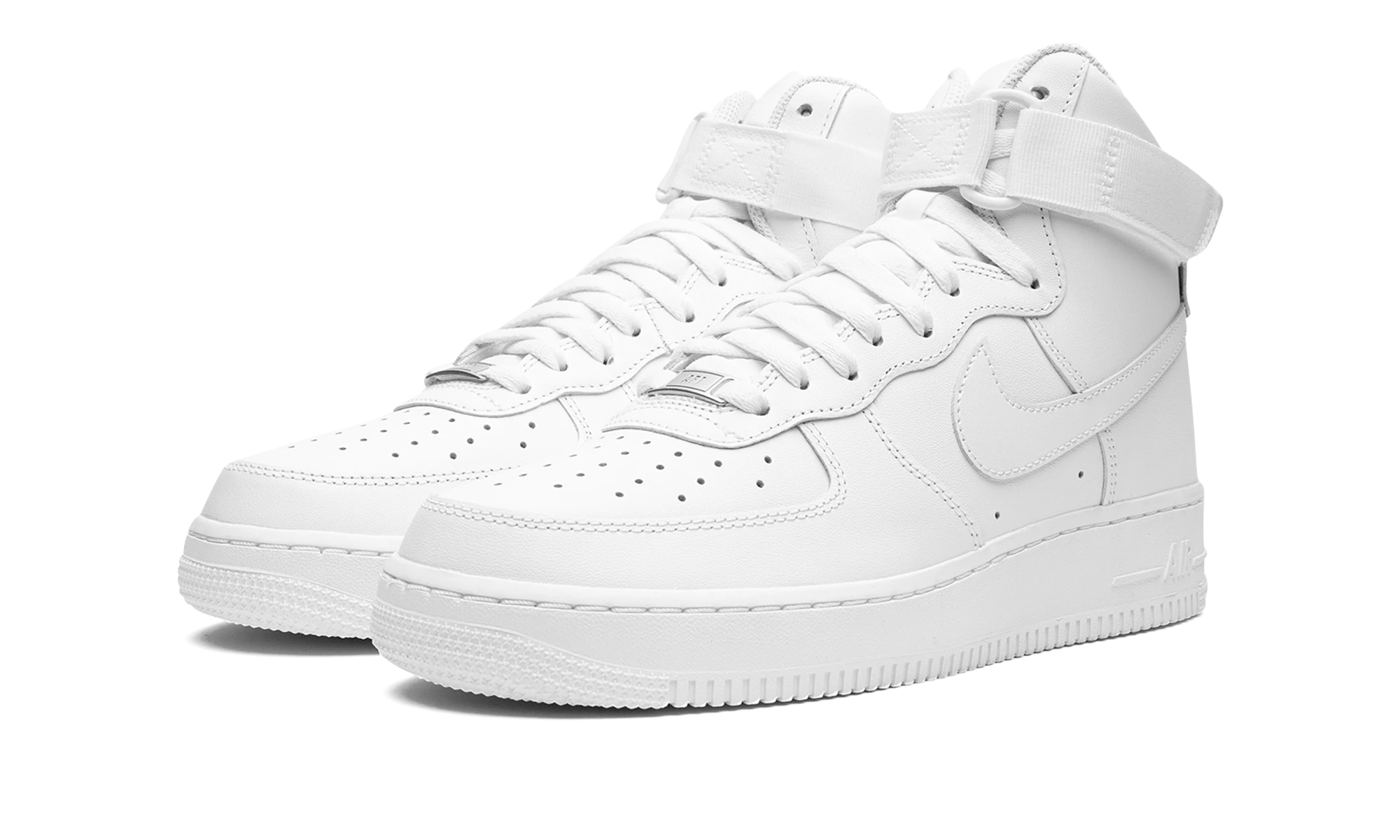 Detail of the inner side of the sneaker Nike Air Force 1 High Triple White (334031-105 / DD9624-100) multicolore.