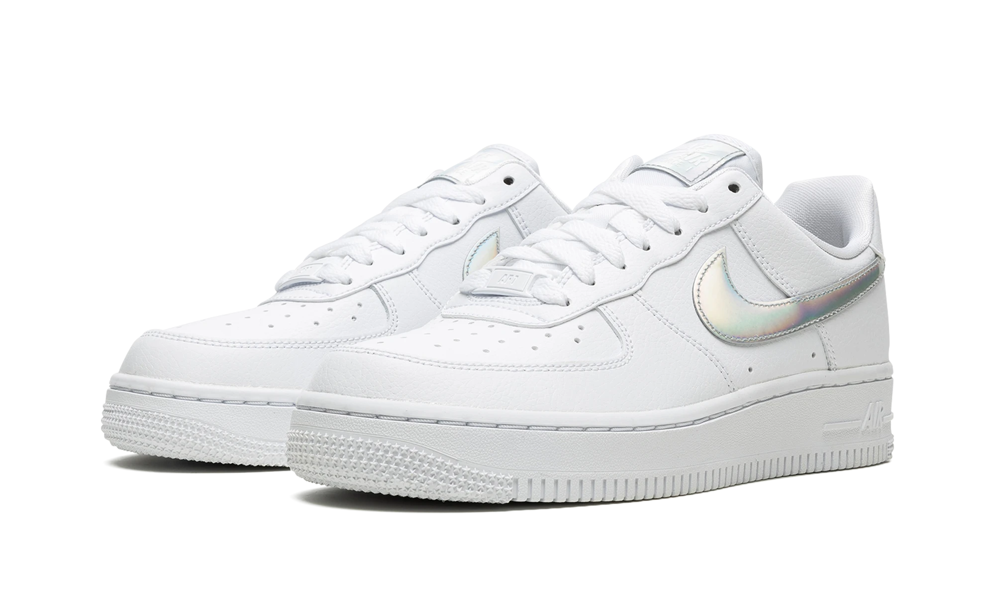 Detail of the inner side of the sneaker Nike Air Force 1 Low White Irisdescent (CJ1646-100) blanc.