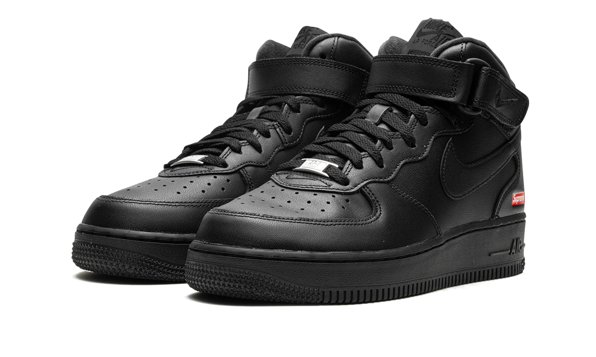 A cipő Nike Air Force 1 Mid Supreme Black (FZ8784-001) noir  belső oldalának részlete.