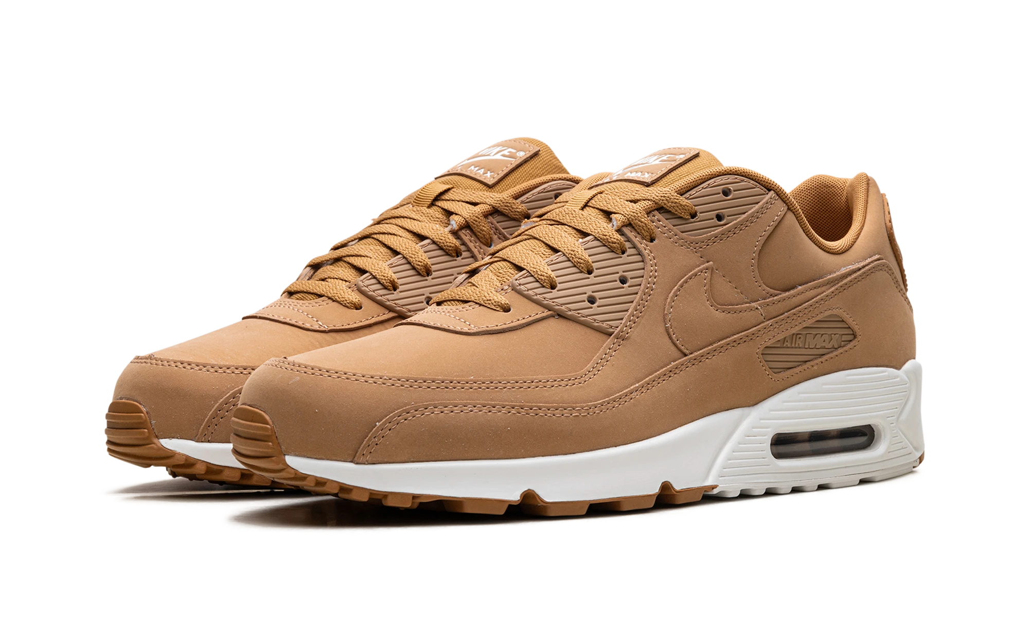 Detail of the inner side of the sneaker Nike Air Max 90 Premium Flax Sail (HJ3153-200) beige.