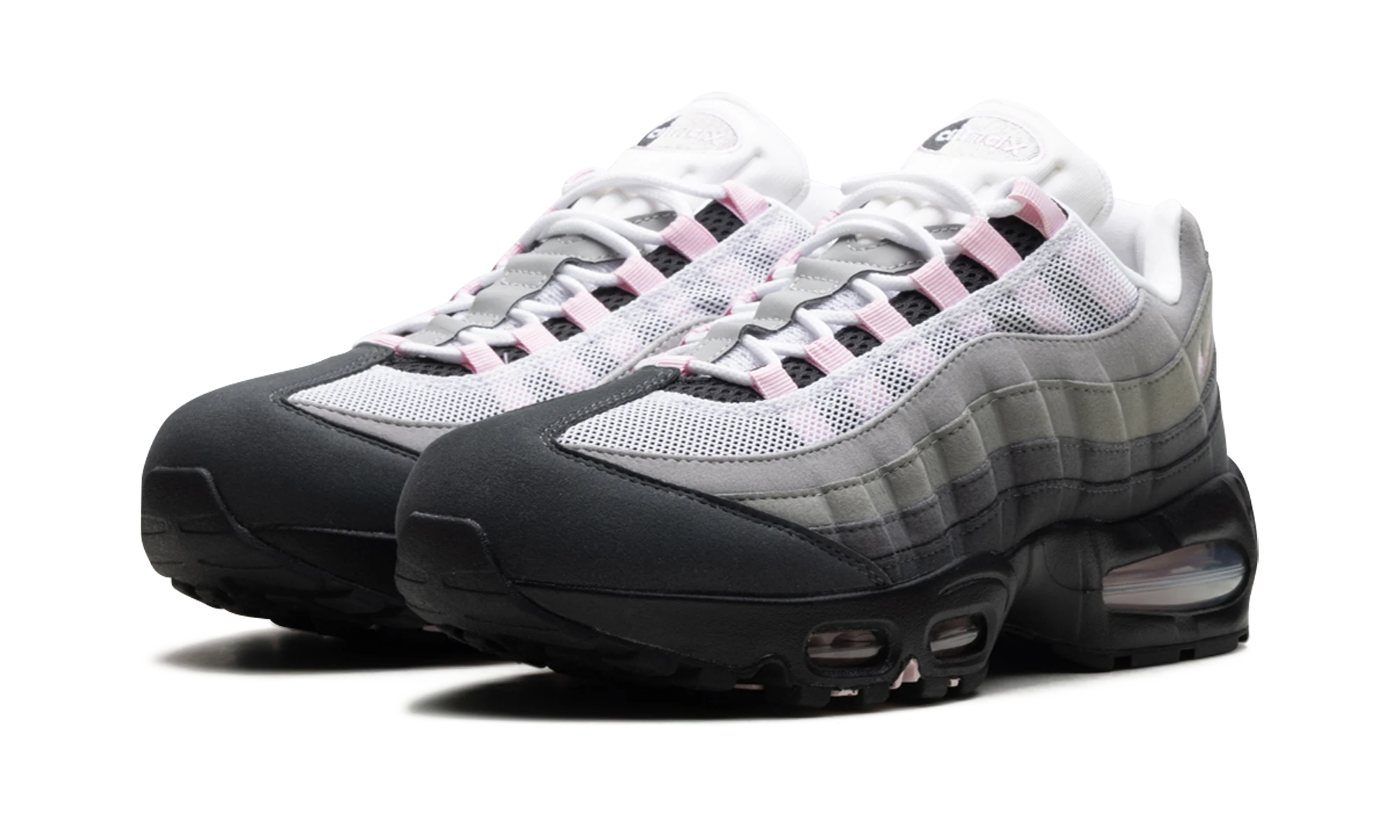 Detail of the inner side of the sneaker Nike Air Max 95 OG Big Bubble Pink Foam (HJ5996-001) noir, rose et blanc.