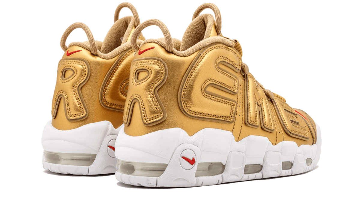 Pair of sneakers Nike Air More Uptempo Supreme Suptempo Gold (902290-700) brand new and authentic with original box.