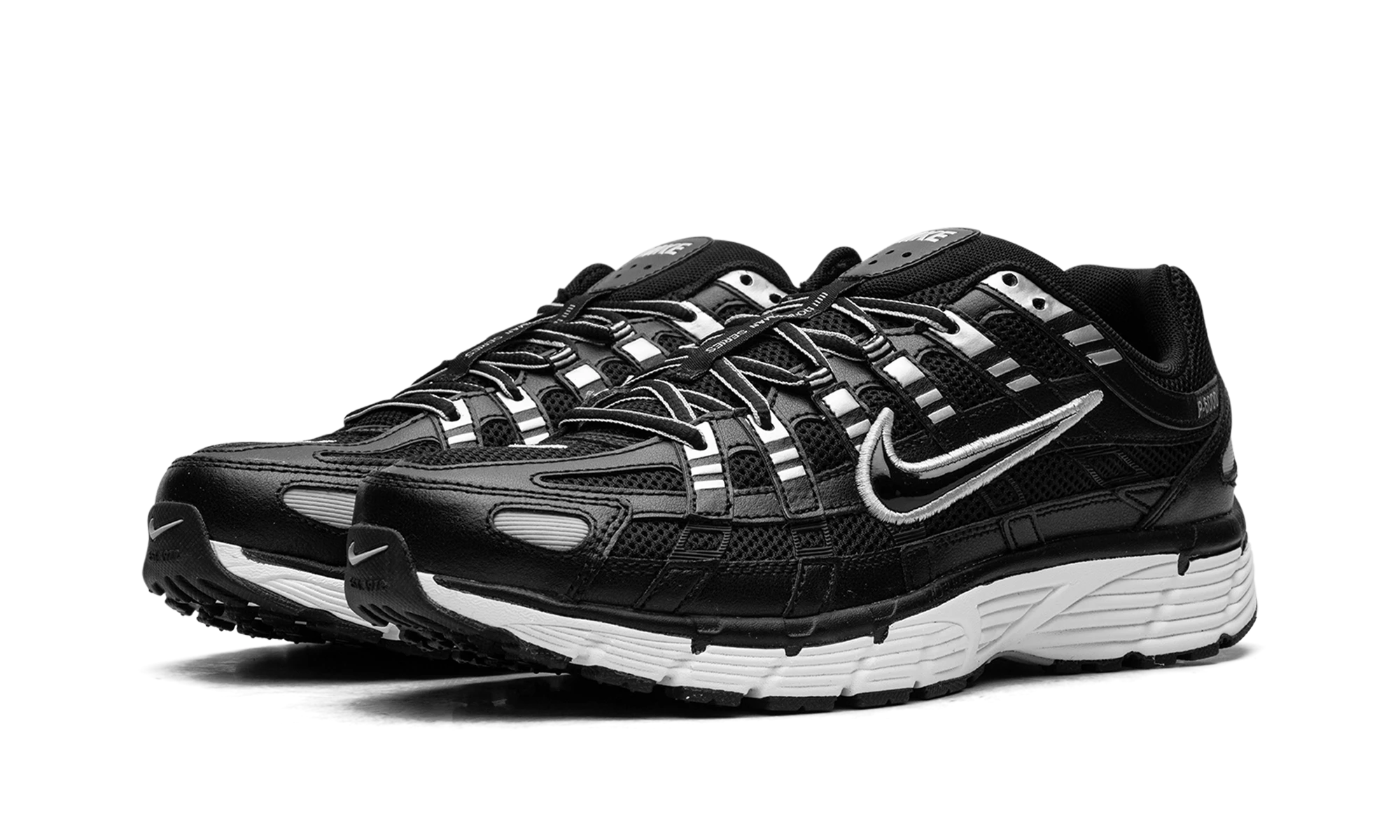 Pair of sneakers Nike P-6000 Black White Metallic Silver brand new and authentic with original box.