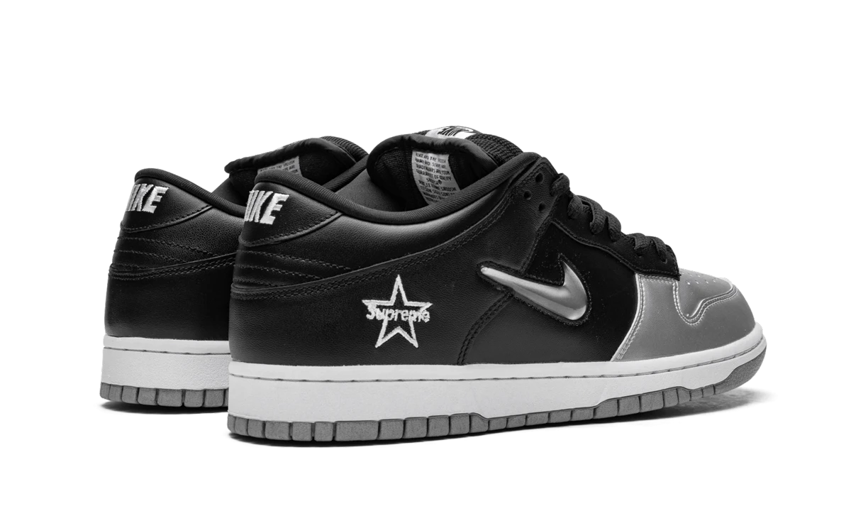 Nike SB Dunk Low Supreme Jewel Swoosh Silver (CK3480-001) - back view