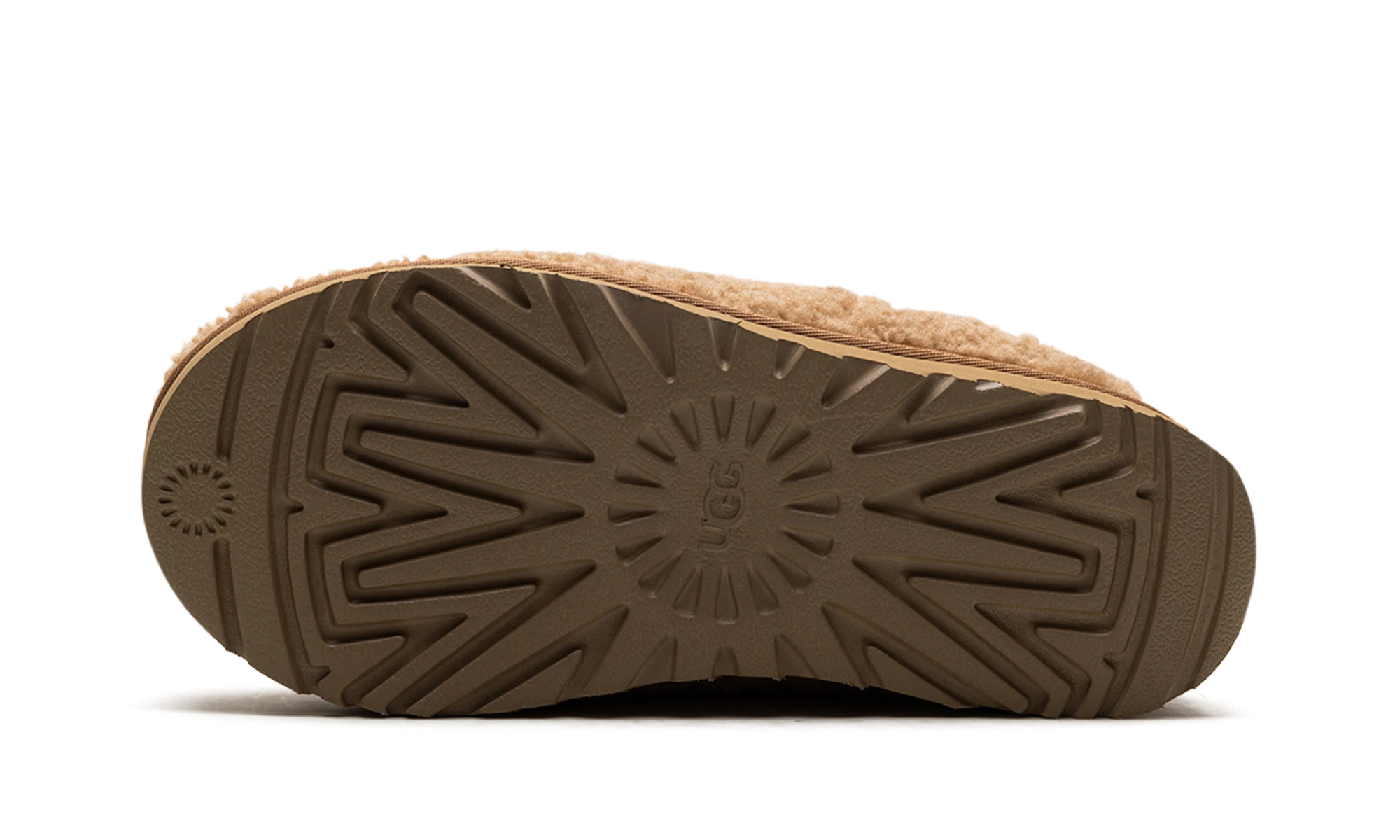 Buitenzool van rubber van de UGG Tasman Maxi Curly Slipper Chestnut (1158356-CHE).